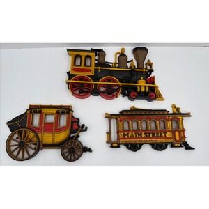 Vintage 1975 Homco Steam Engine Train Dart  wall art plaque 7363 Home Interiors